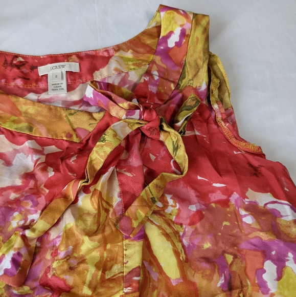 J. Crew Sleeveless Top 100% Silk Orange Yellow Red Size Small - Picture 4 of 8
